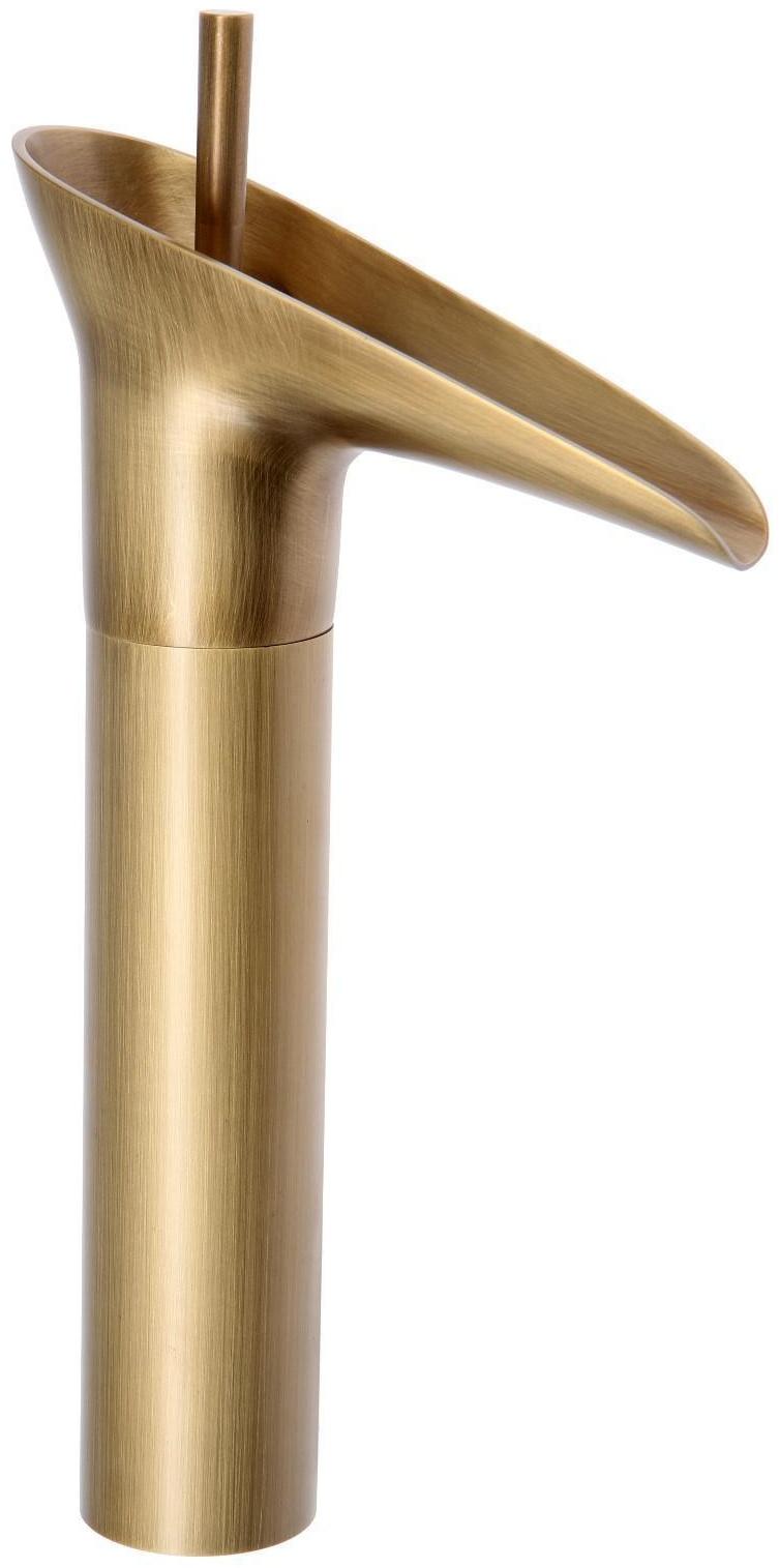 Смеситель для раковины ZEIN Ретро высокий каскадный излив, без подводки, латунь, цвет бронза