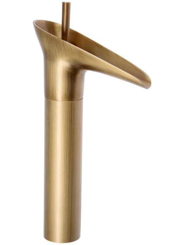 Смеситель для раковины ZEIN Ретро высокий каскадный излив, без подводки, латунь, цвет бронза