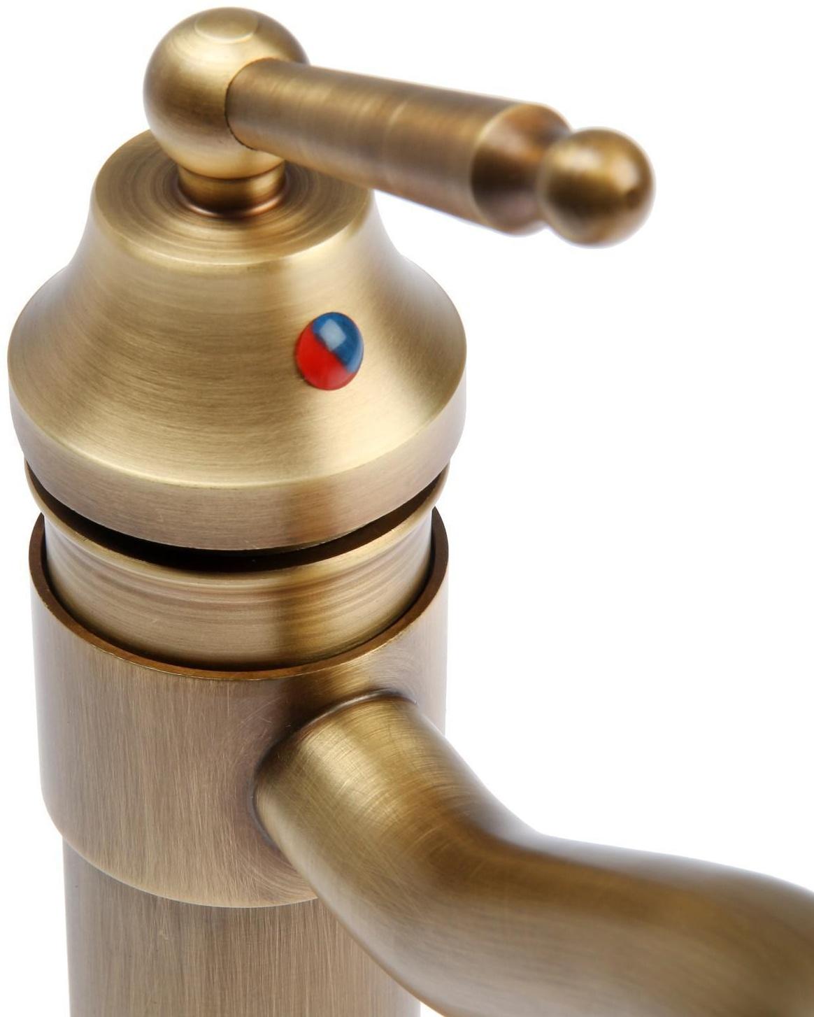 Смеситель для раковины ZEIN Ретро, изогнутый излив, без подводки, латунь, цвет бронза