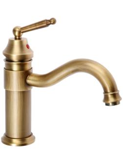 Смеситель для раковины ZEIN Ретро, изогнутый излив, без подводки, латунь, цвет бронза