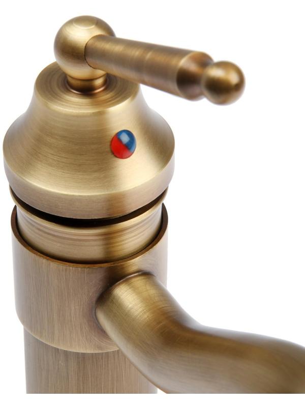 Смеситель для раковины ZEIN Ретро, изогнутый излив, без подводки, латунь, цвет бронза