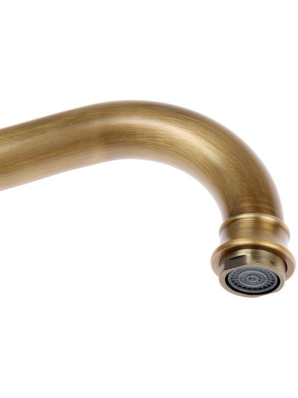 Смеситель для раковины ZEIN Ретро, изогнутый излив, без подводки, латунь, цвет бронза