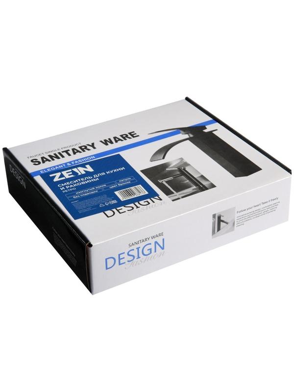 Смеситель для раковины ZEIN Ретро, изогнутый излив, без подводки, латунь, цвет бронза