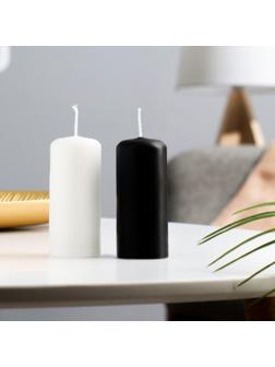 Набор свечей - цилиндров, 4х9 см, набор 2 шт, разноцветный (белая, чёрная)