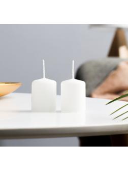 Набор свечей - цилиндров, 4х5см, набор 2 шт, белая