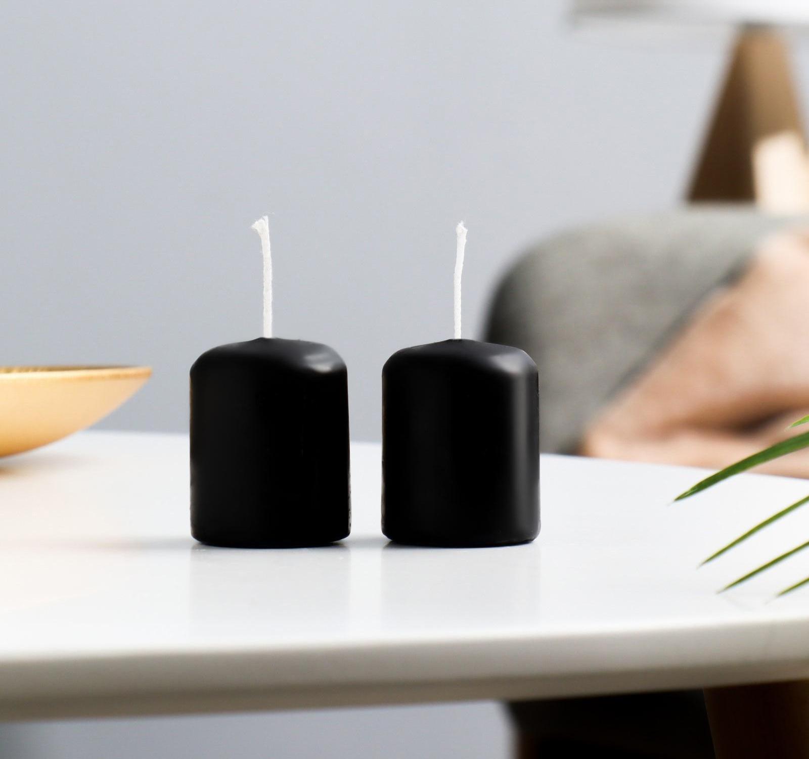 Набор свечей - цилиндров, 4х5см, набор 2 шт, чёрная