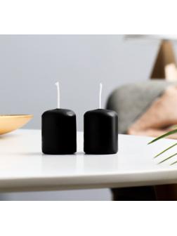 Набор свечей - цилиндров, 4х5см, набор 2 шт, чёрная