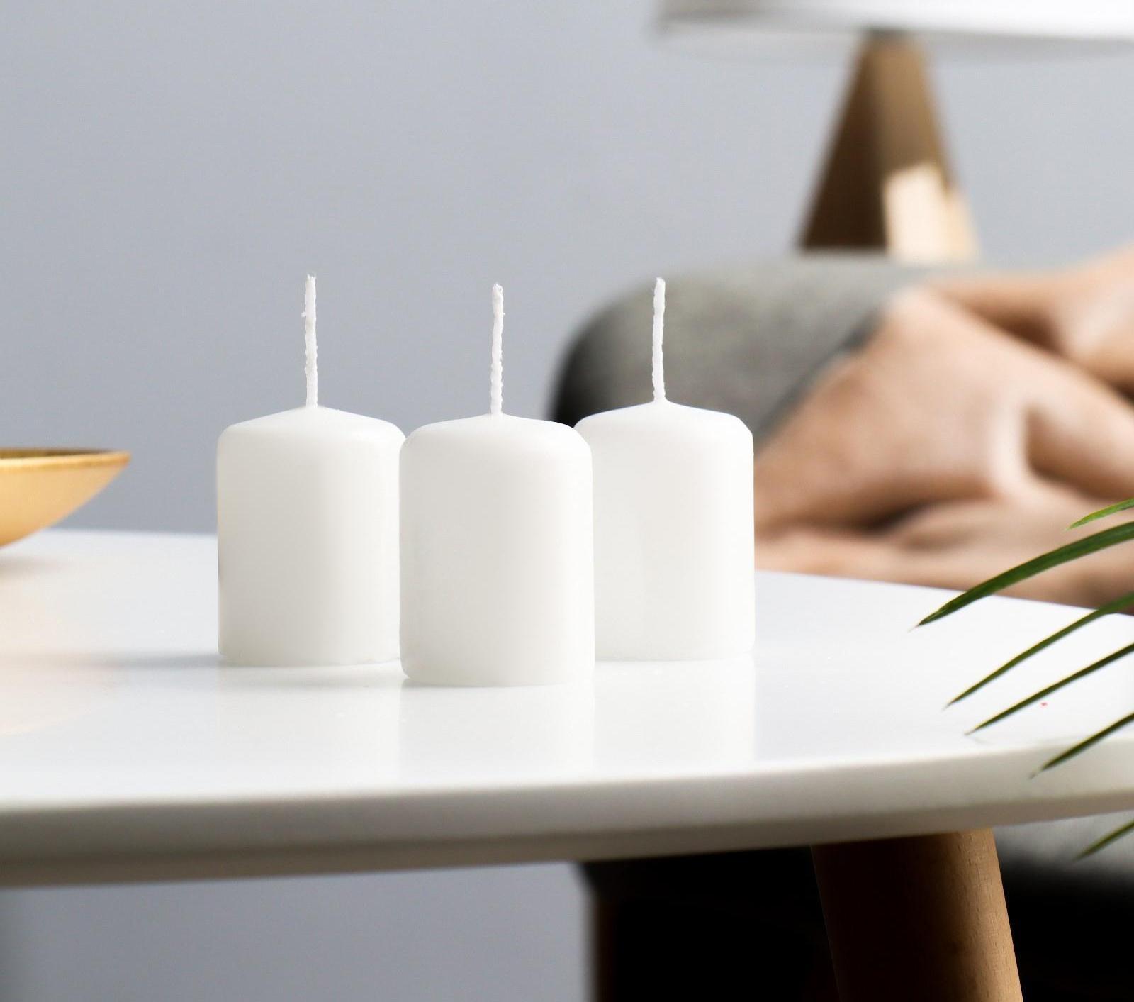 Набор свечей - цилиндров, 4х5см, набор 3 шт, белая
