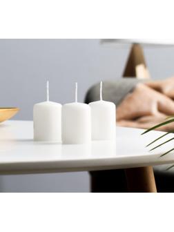 Набор свечей - цилиндров, 4х5см, набор 3 шт, белая