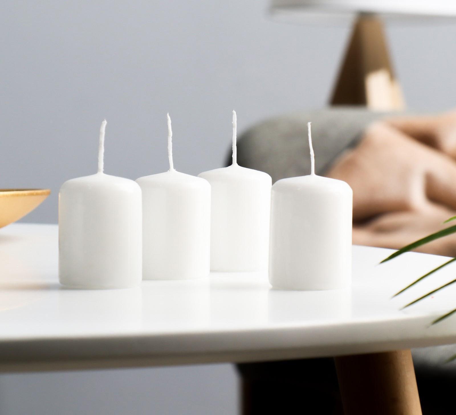 Набор свечей - цилиндров, 4х5см, набор 4 шт, белая