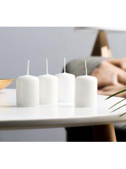 Набор свечей - цилиндров, 4х5см, набор 4 шт, белая