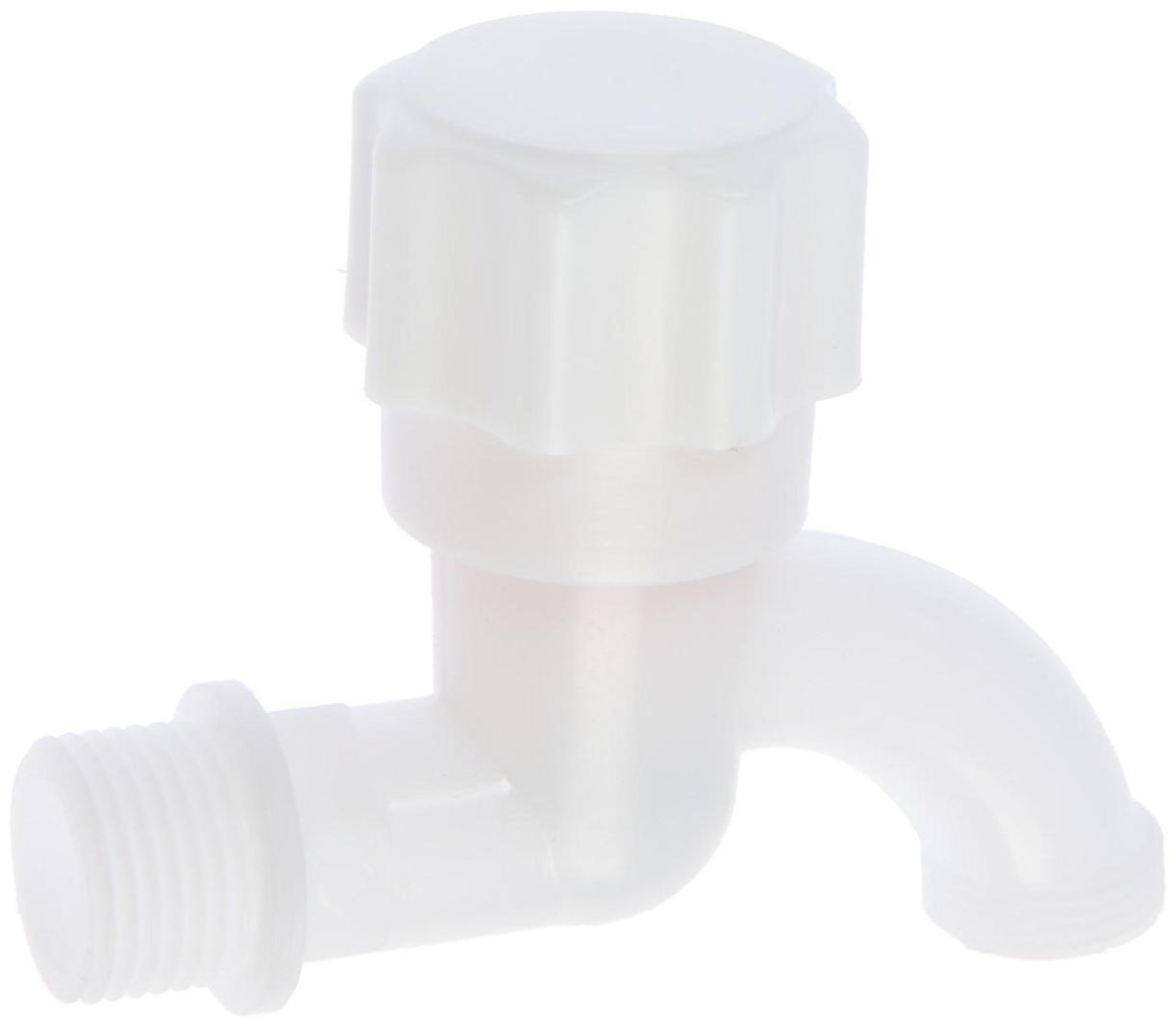 Кран водоразборный ZEIN, с круглой ручкой, PP, кран-букса, белый