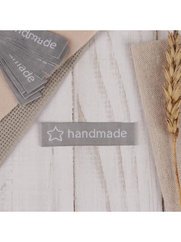 Набор нашивок «Handmade», 6 × 1,5 см, 10 шт, цвет серый