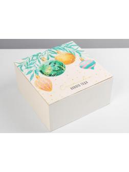 Ящик деревянный «Ёлочные игрушки», 20 × 20 × 10 см