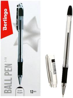 Ручка шариковая Berlingo I-10, черная, 0,4 мм, резиновый упор ЦЕНА ЗА 1 ШТУКУ.