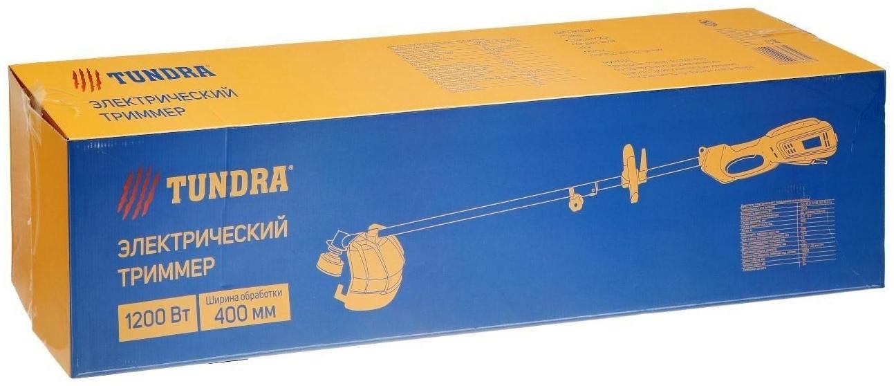 Электротриммер ТУНДРА, разборная штанга, катушка полуавтомат и диск, скос 400 мм, 1200 Вт