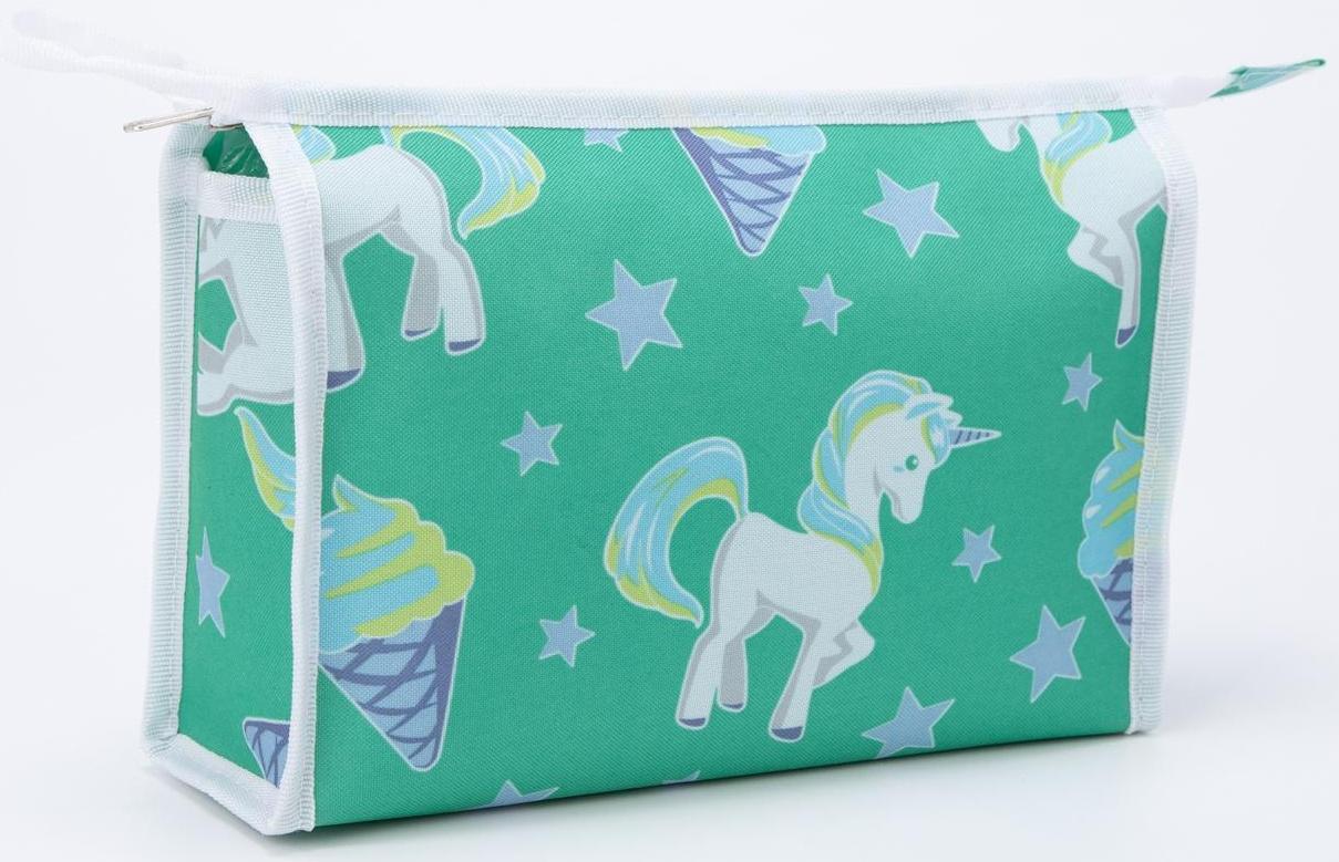 Косметичка на молнии, с подкладом, цвет зелёный