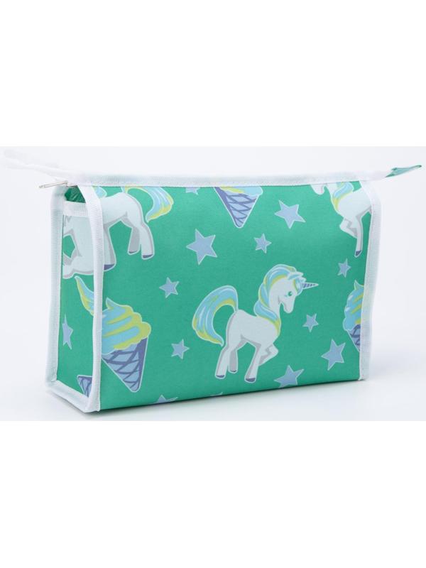 Косметичка на молнии, с подкладом, цвет зелёный