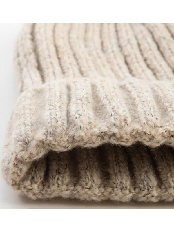 Шапка женская MINAKU с подворотом, размер 54-56, цвет бежевый