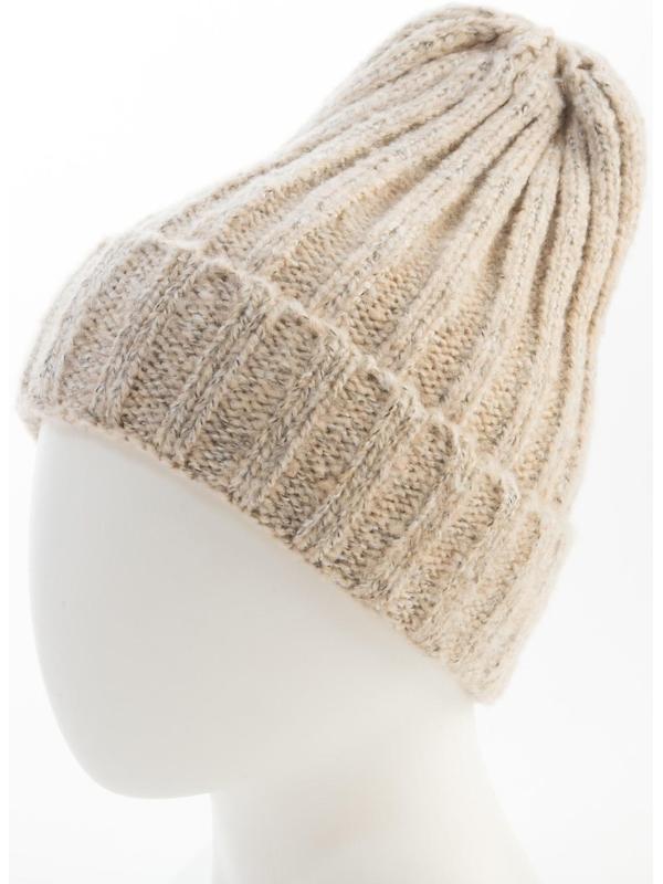Шапка женская MINAKU с подворотом, размер 54-56, цвет бежевый