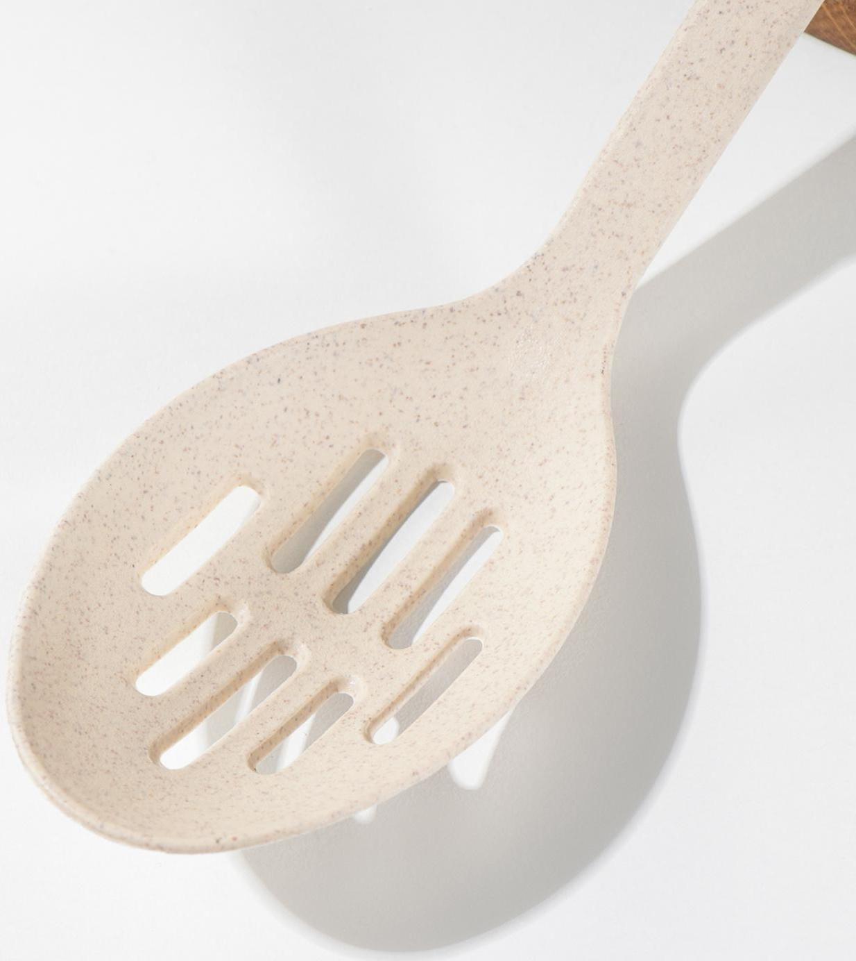 Ложка с прорезями «Беж», 28,5×6,2 см, цвет бежевый
