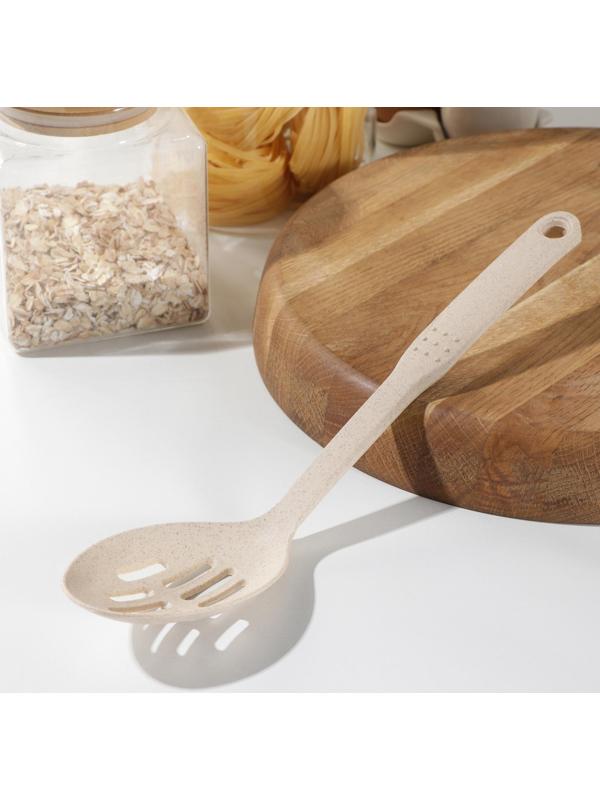 Ложка с прорезями «Беж», 28,5×6,2 см, цвет бежевый