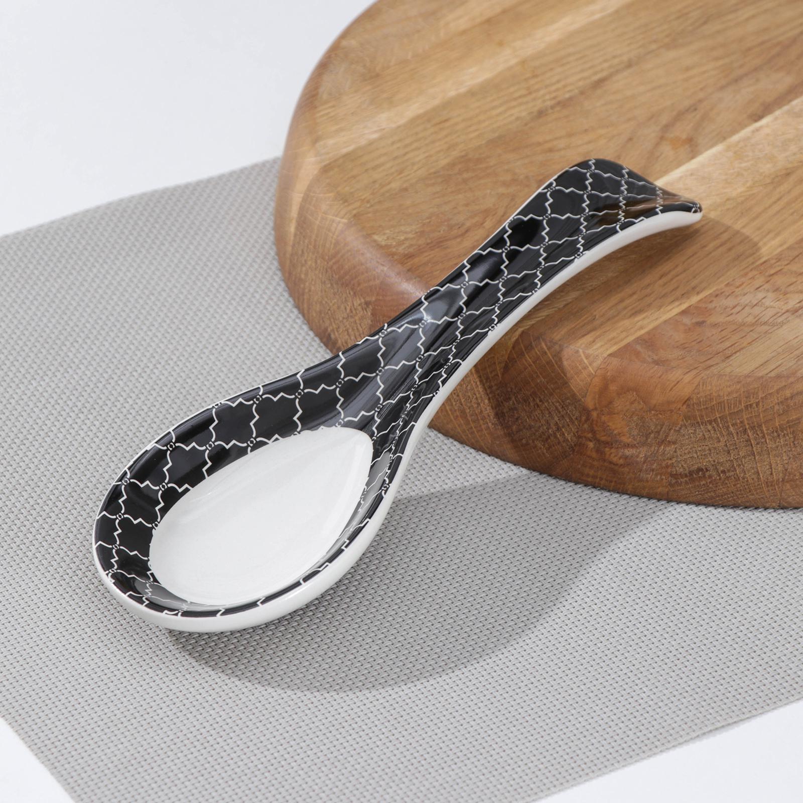 Подставка под ложку Доляна «Марокко», 22,3×7,1×2,7 см, цвет чёрный