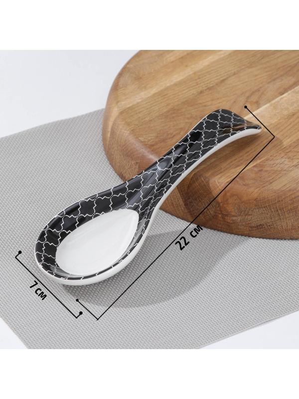 Подставка под ложку Доляна «Марокко», 22,3×7,1×2,7 см, цвет чёрный