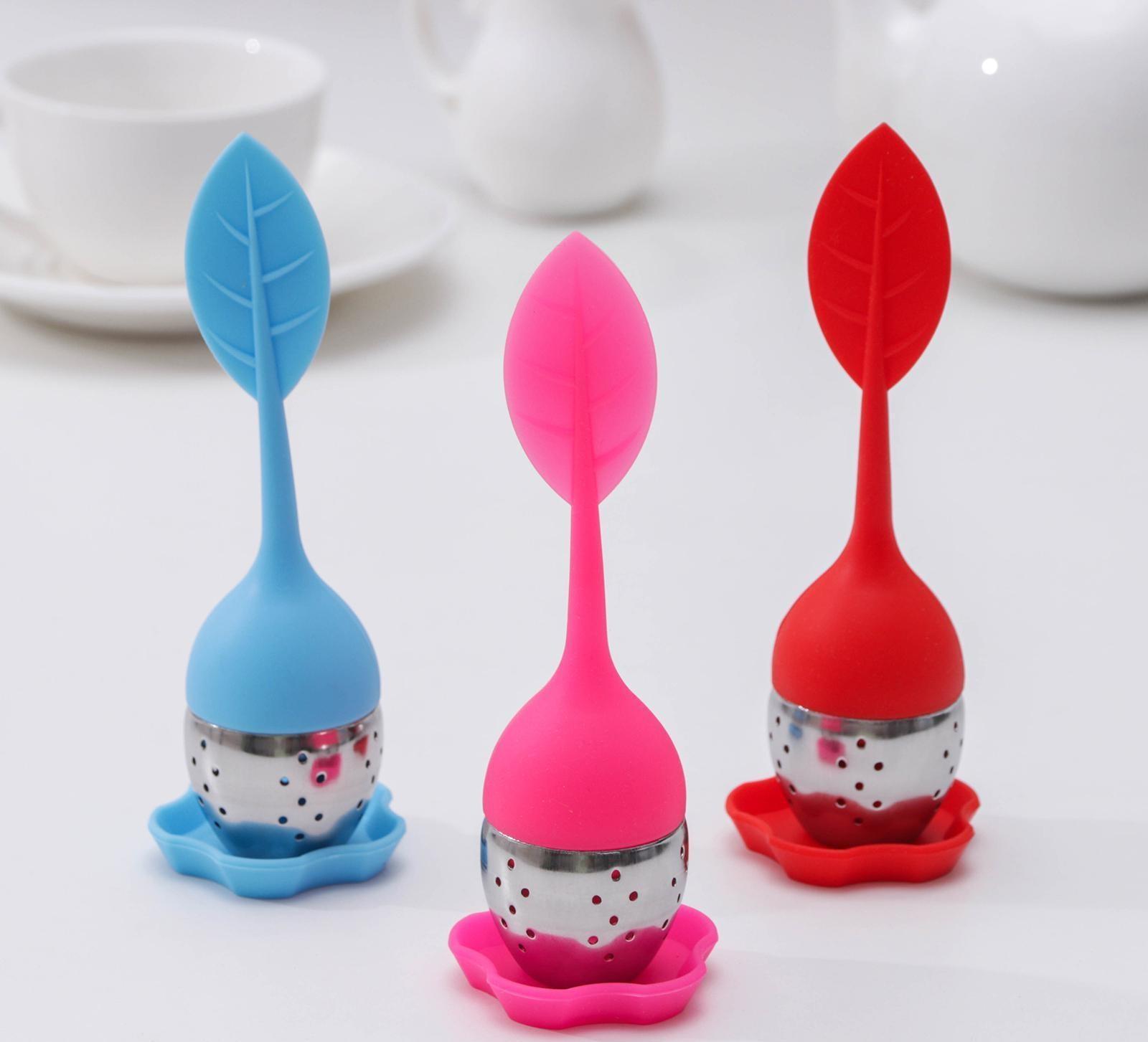 Ситечко для чая «Листок», нержавеющая сталь 304, цвет голубой