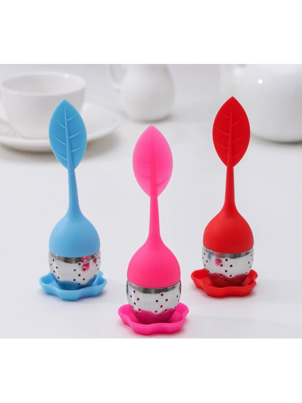 Ситечко для чая «Листок», нержавеющая сталь 304, цвет голубой