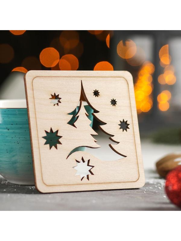 Подставка под горячее Доляна «Ёлочка и снежинки», 9×9 см