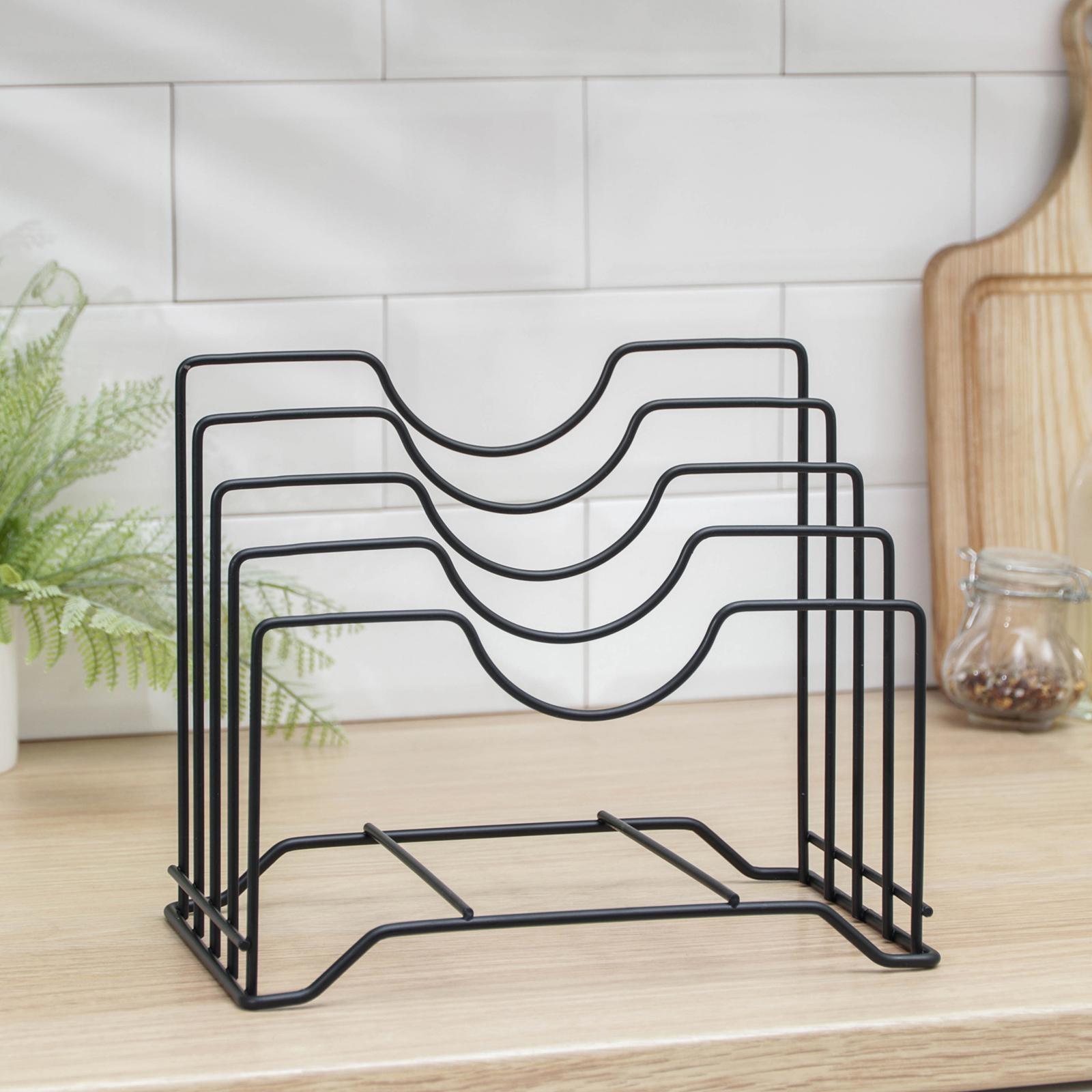 Держатель для крышек и разделочных досок Доляна, 26×16×22 см, цвет чёрный