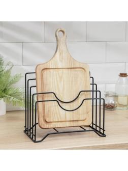 Держатель для крышек и разделочных досок Доляна, 26×16×22 см, цвет чёрный