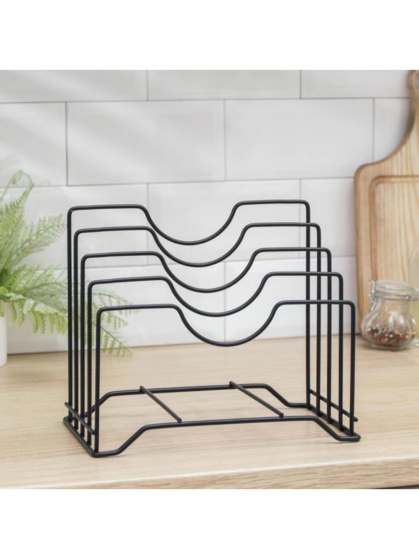 Держатель для крышек и разделочных досок Доляна, 26×16×22 см, цвет чёрный