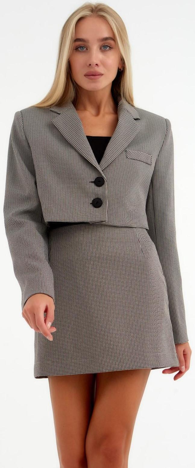 Пиджак женский укороченный MIST р. 46, коричневый