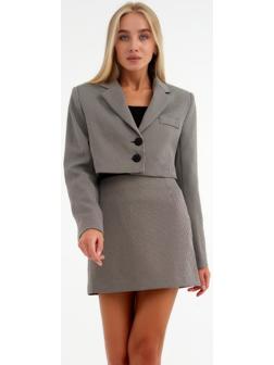 Пиджак женский укороченный MIST р. 48, коричневый