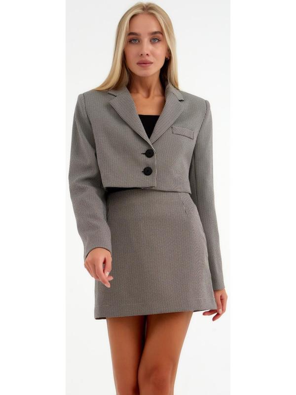 Пиджак женский укороченный MIST р. 48, коричневый