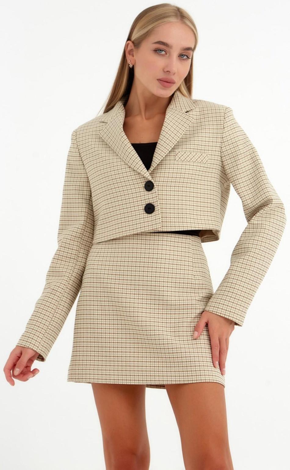 Пиджак женский укороченный MIST р. 46, бежевый