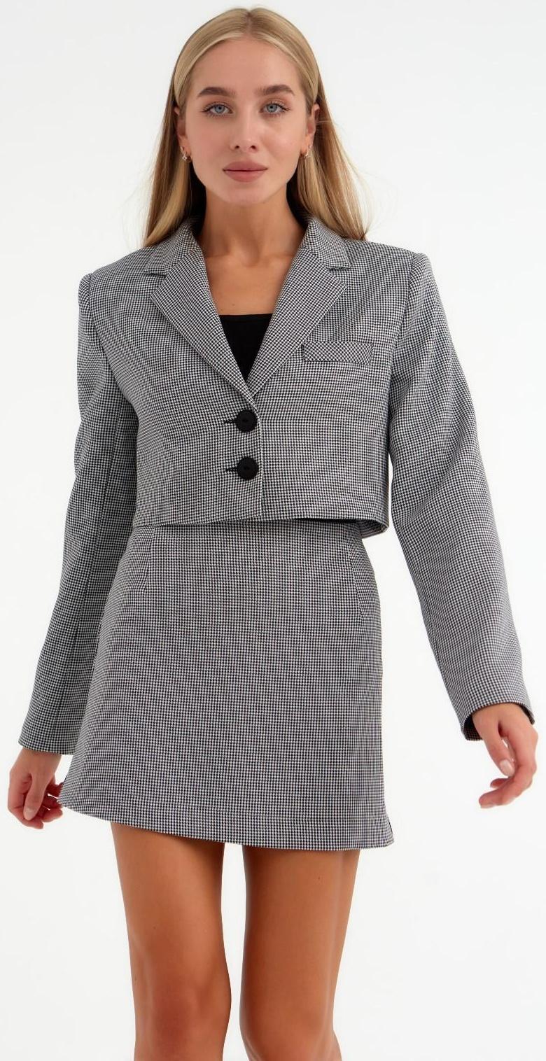 Пиджак женский укороченный MIST р. 46, чёрный/белый