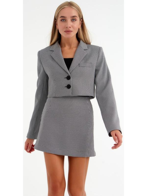 Пиджак женский укороченный MIST р. 48, чёрный/белый