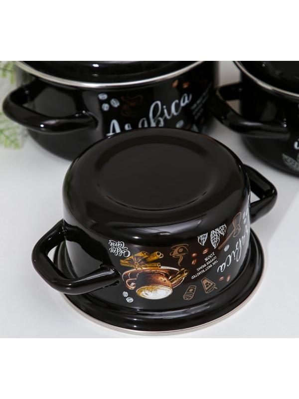 Набор кастрюль «Арабика-1»: 3 предмета: 1 л, 1,5 л, 2,3 л, индукция, цвет чёрный