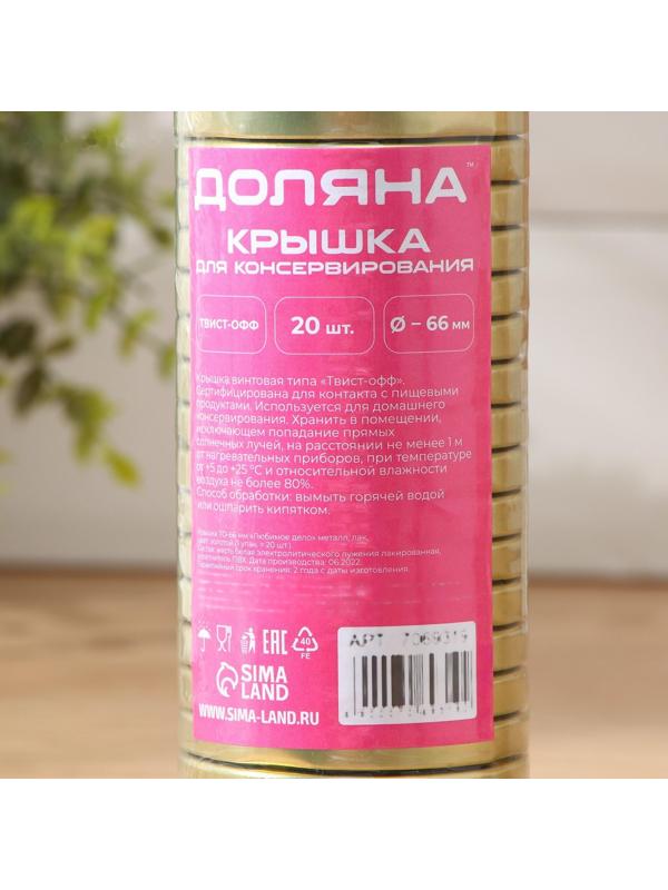 Крышка для консервирования Доляна «Любимое дело», ТО-66 мм, литография, лакированная, упаковка 20 шт, цвет золотой