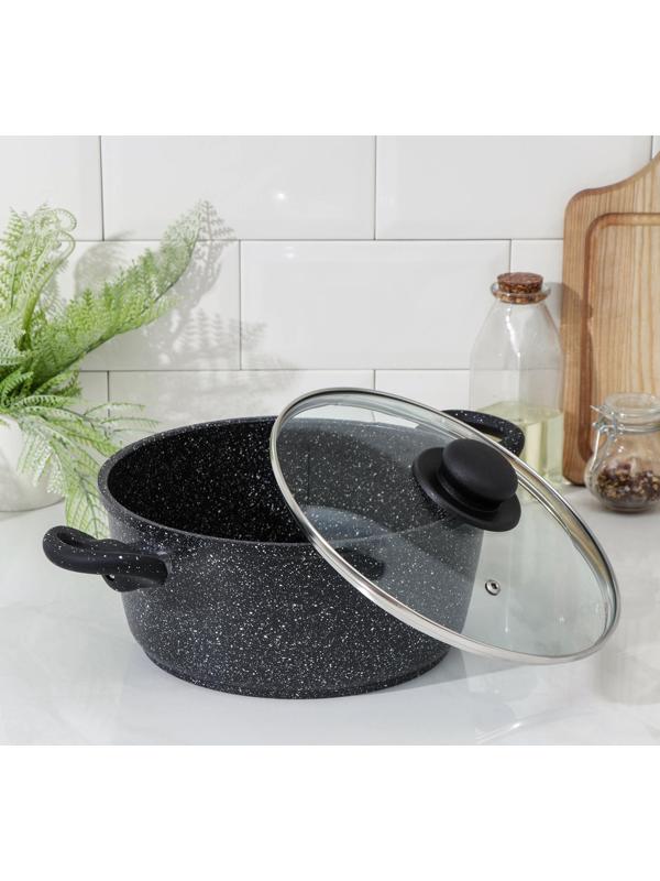 Кастрюля Доляна «Элит», 4 л, антипригарное покрытие, стеклянная крышка