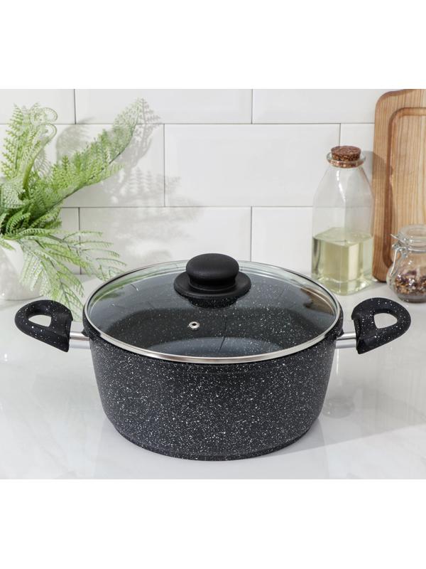 Кастрюля Доляна «Элит», 4 л, антипригарное покрытие, стеклянная крышка