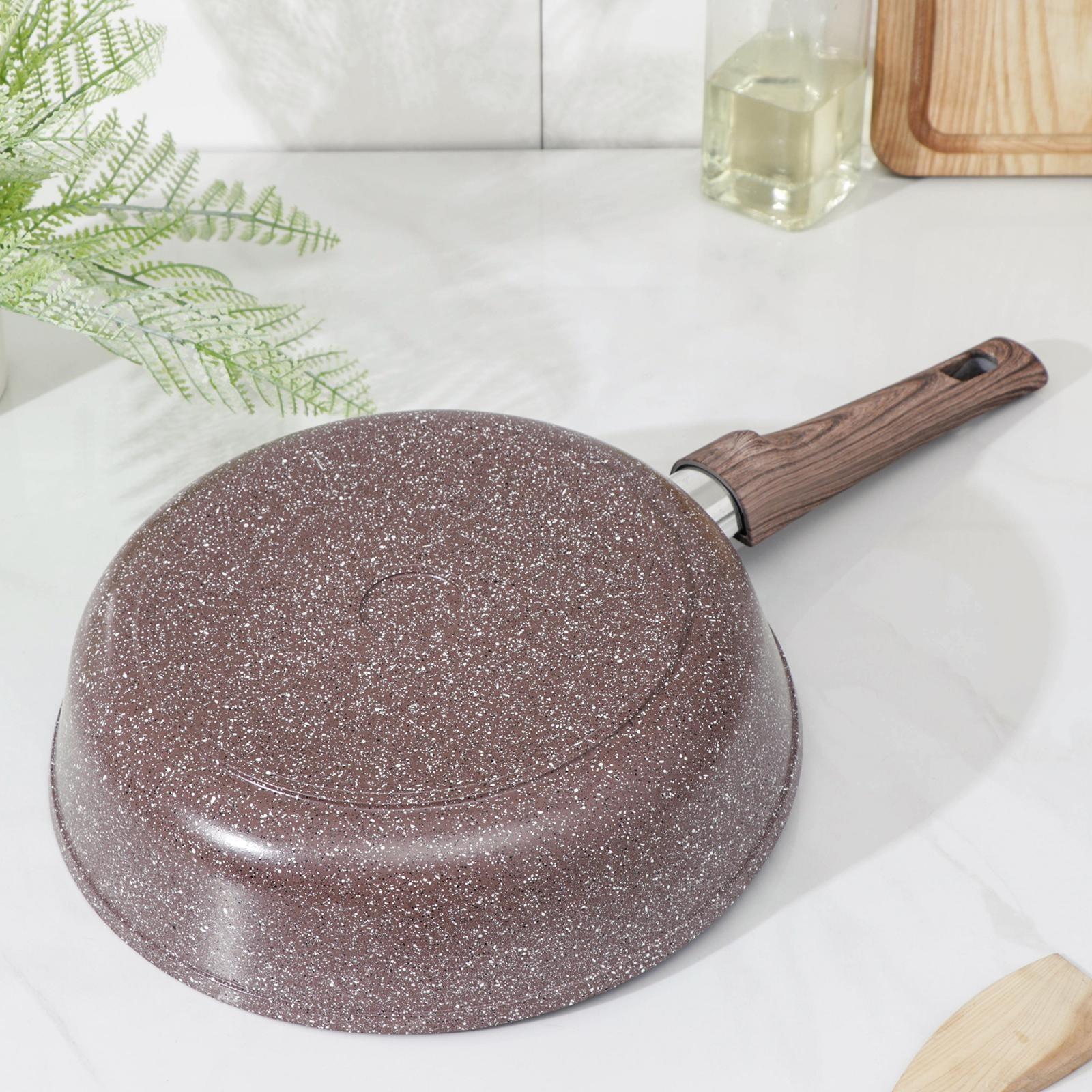 Сковорода Доляна «Брауни», d=26 см, съёмная ручка, стеклянная крышка, индукция, антипригарное покрытие, цвет коричневый