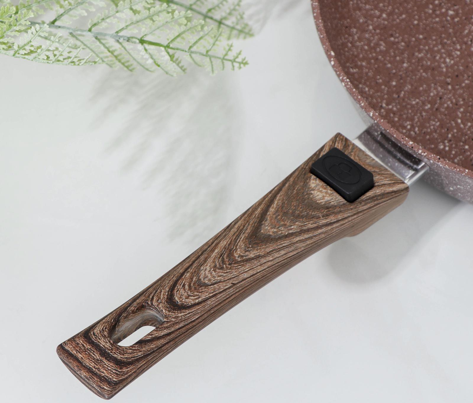 Сковорода Доляна «Брауни», d=26 см, съёмная ручка, стеклянная крышка, индукция, антипригарное покрытие, цвет коричневый