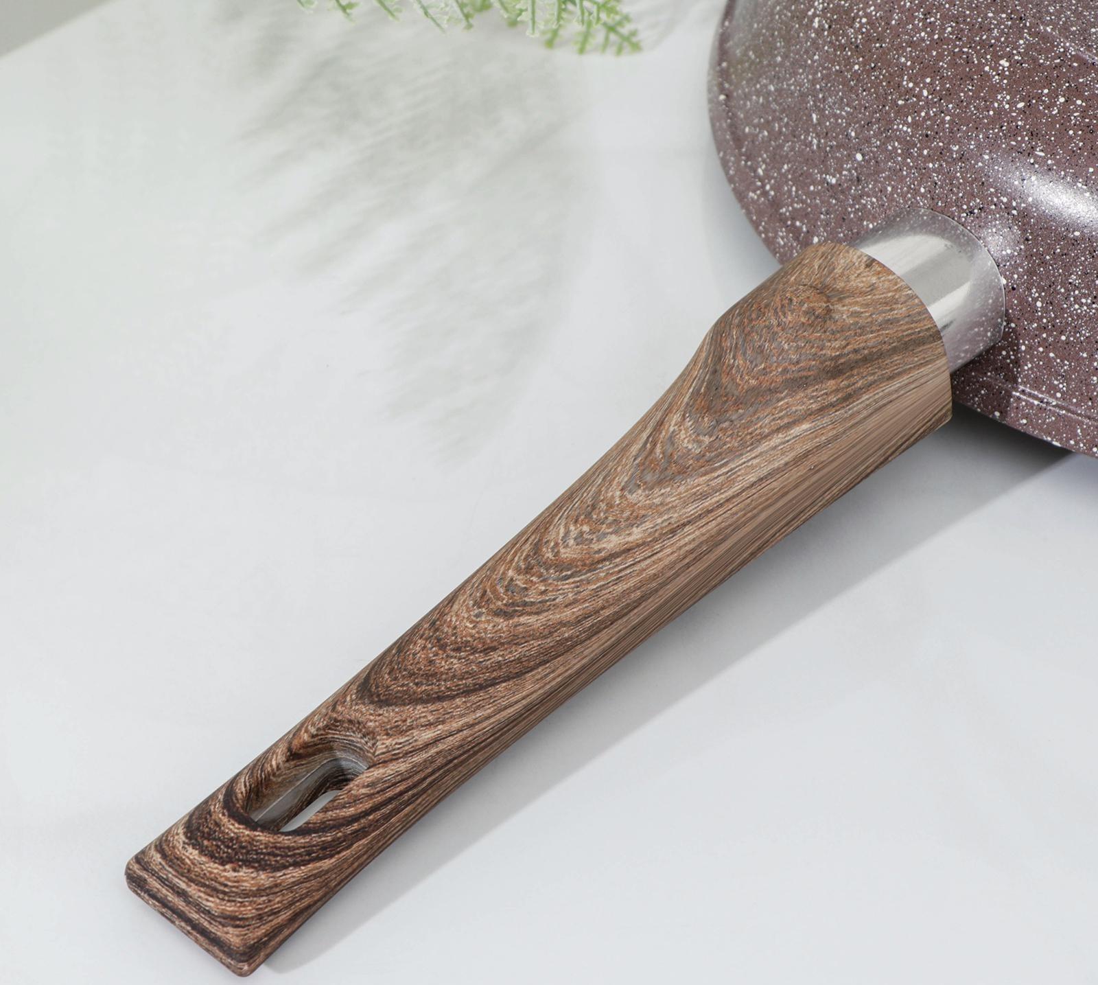 Сковорода Доляна «Брауни», d=26 см, съёмная ручка, стеклянная крышка, индукция, антипригарное покрытие, цвет коричневый