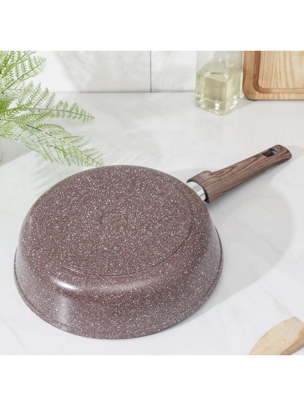 Сковорода Доляна «Брауни», d=26 см, съёмная ручка, стеклянная крышка, индукция, антипригарное покрытие, цвет коричневый