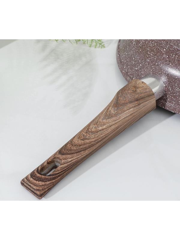 Сковорода Доляна «Брауни», d=26 см, съёмная ручка, стеклянная крышка, индукция, антипригарное покрытие, цвет коричневый