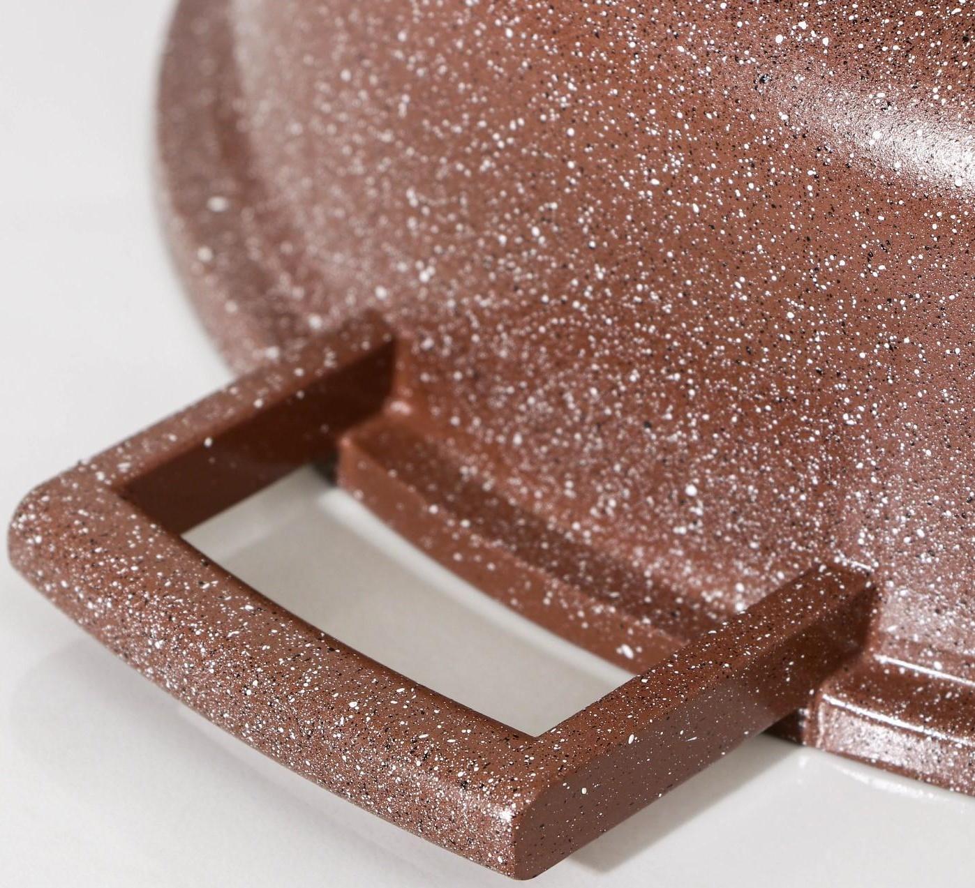 Жаровня Доляна «Брауни», d=28 см, стеклянная крышка, литые ручки, антипригарное покрытие, индукция, цвет коричневый